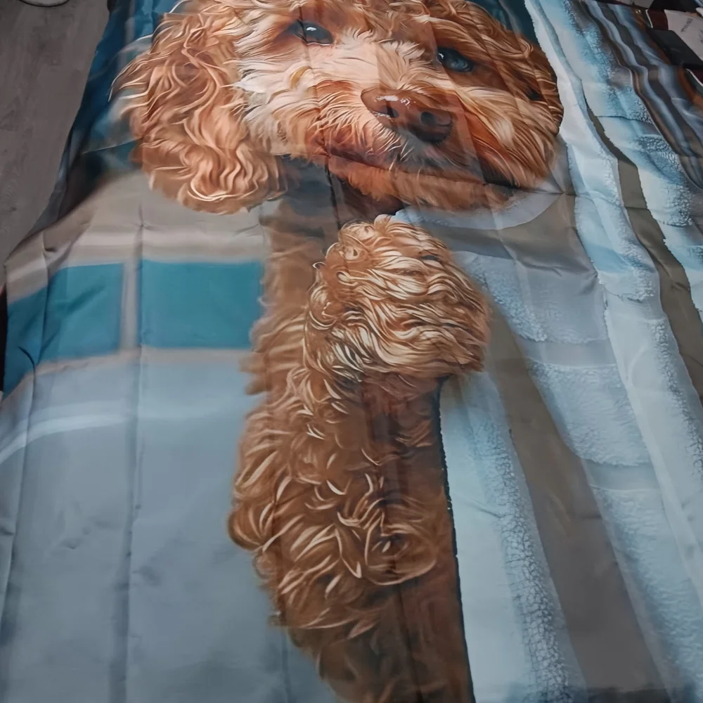 New Realistic Cute Dog Design Amazing Looking Shower Curtain w/ Hooks